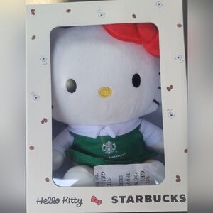 New In BOX Starbucks Hello Kitty Plush with Red Bow and Green Apron